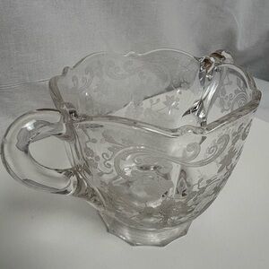 Clear Glass Sugar Bowl with Floral Etched Design Cambridge Glass Company